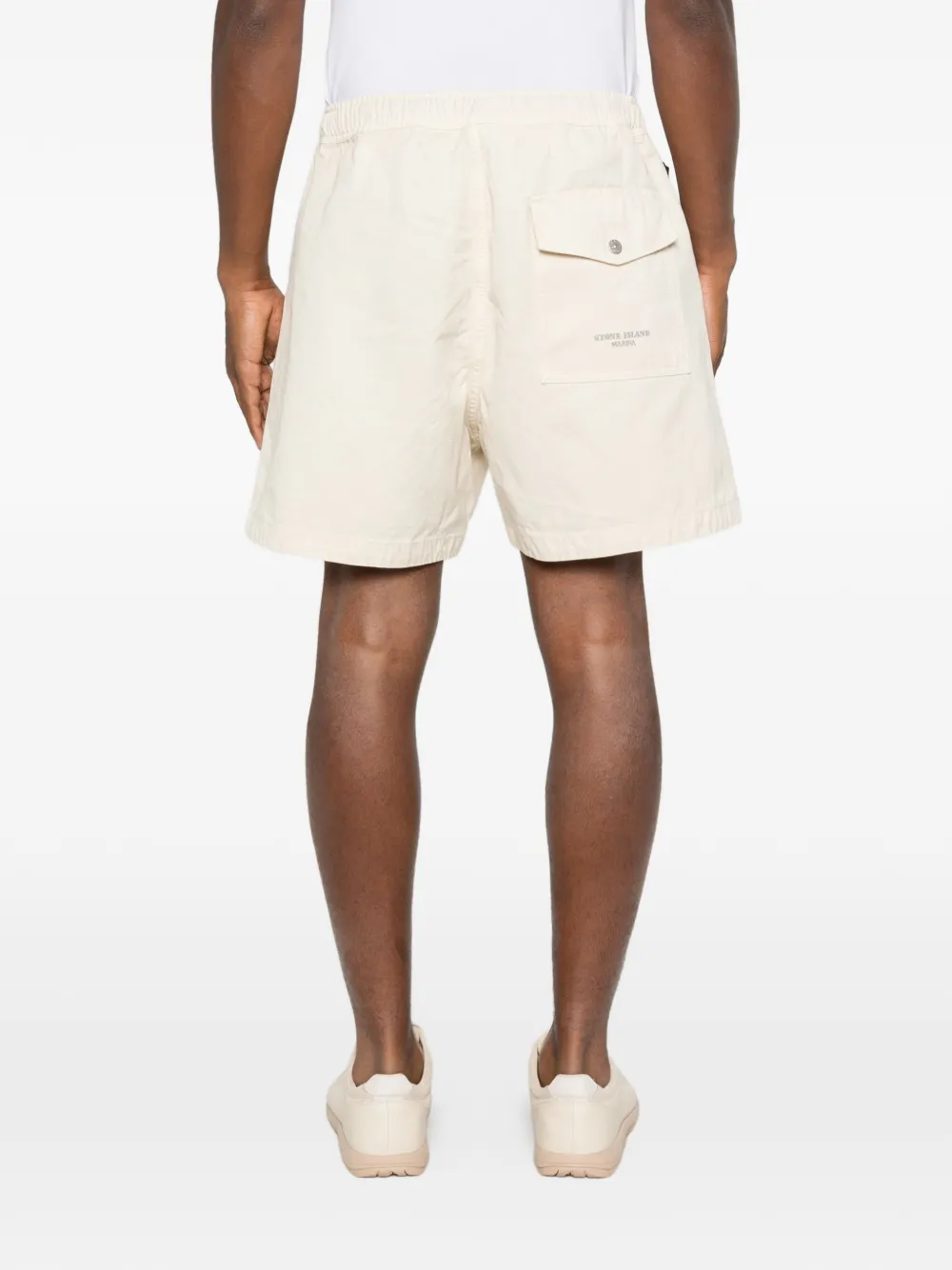 Stone Island Shorts met elastische band en ceintuur Beige