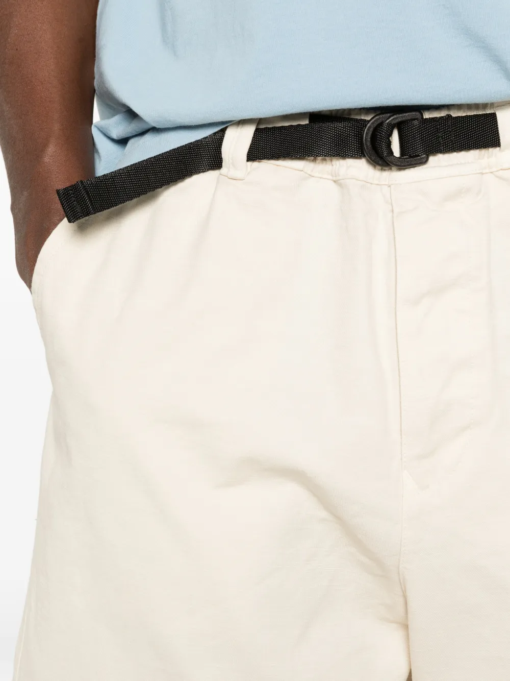 Stone Island Shorts met elastische band en ceintuur Beige