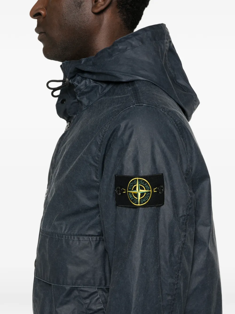 Stone Island Katoenen parka met capuchon Blauw