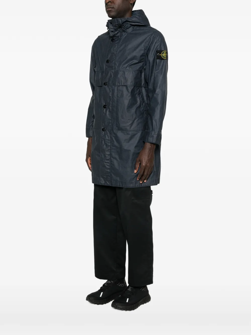 Stone Island Katoenen parka met capuchon Blauw