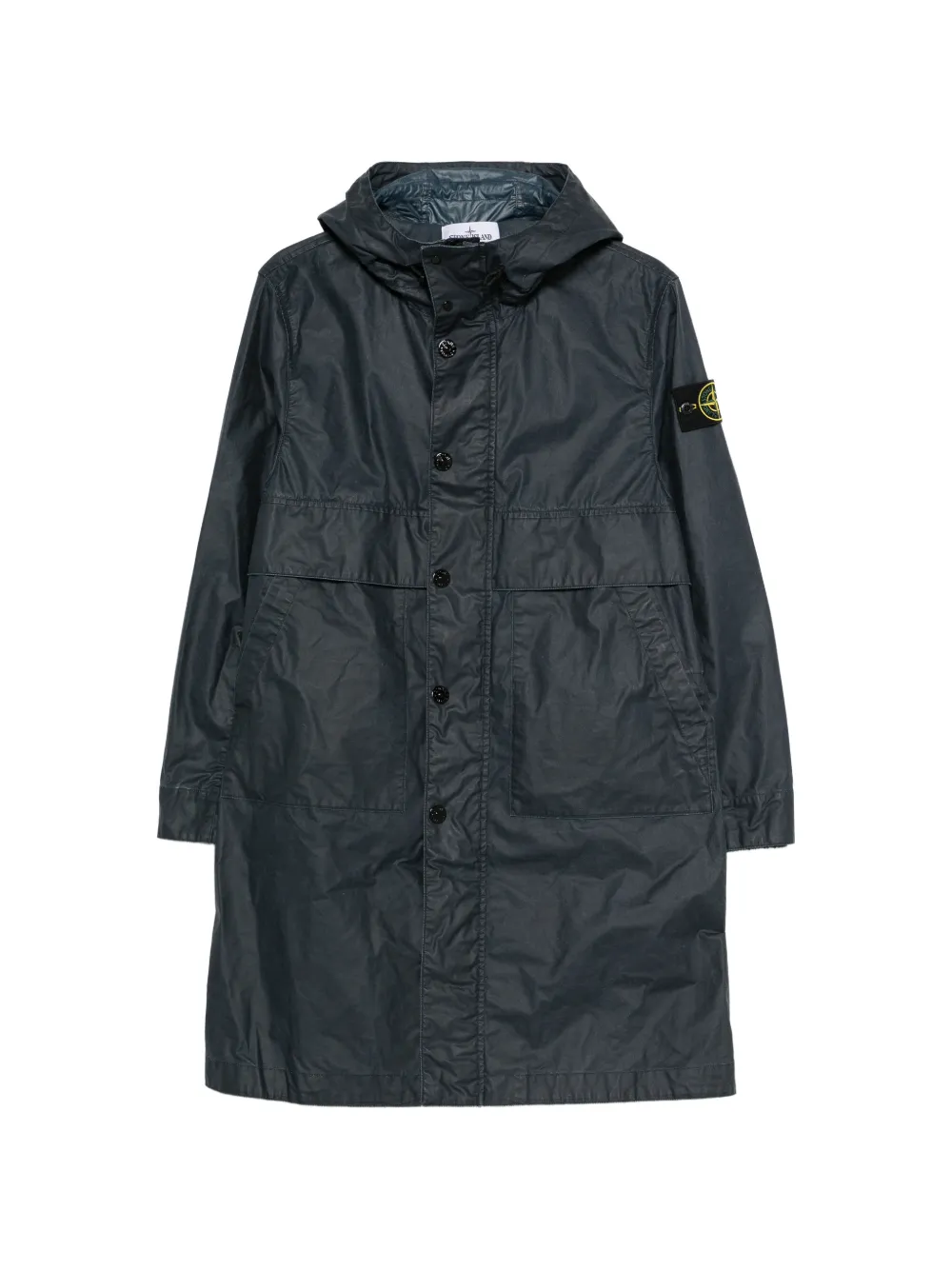 Stone Island button-fastening hooded coat - Blu