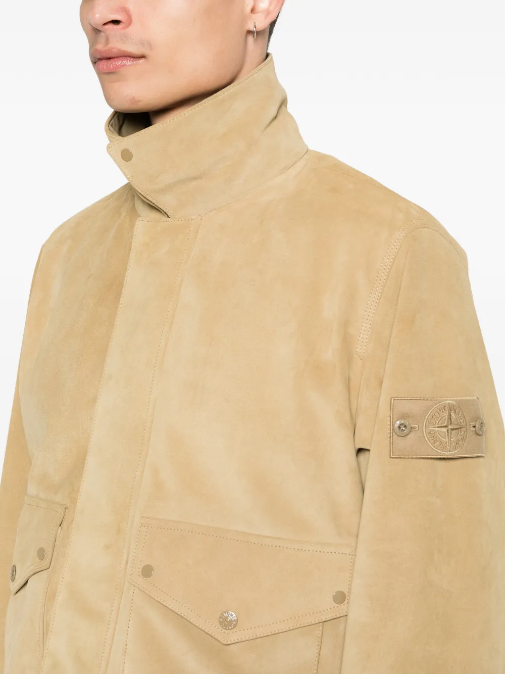 Stone Island Suède jack met Compass-logopatch Beige