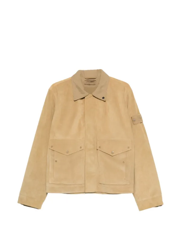 Stone  ベージュ ジャケット Stone Island コンパスロゴ スエードジャケット | ニュートラル