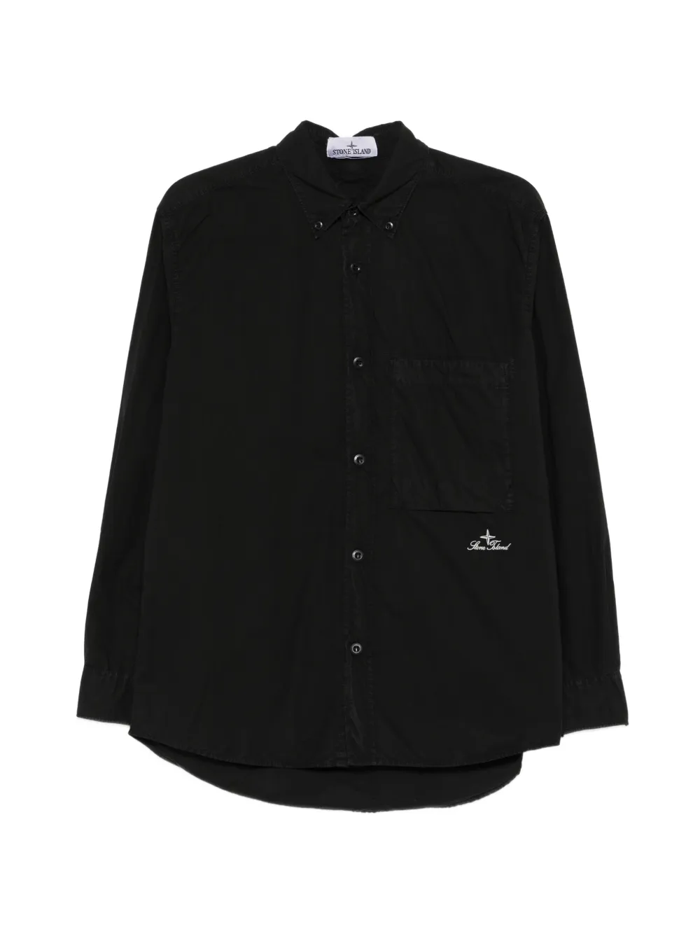 Stone Island chest-pocket embroidery shirt - Schwarz