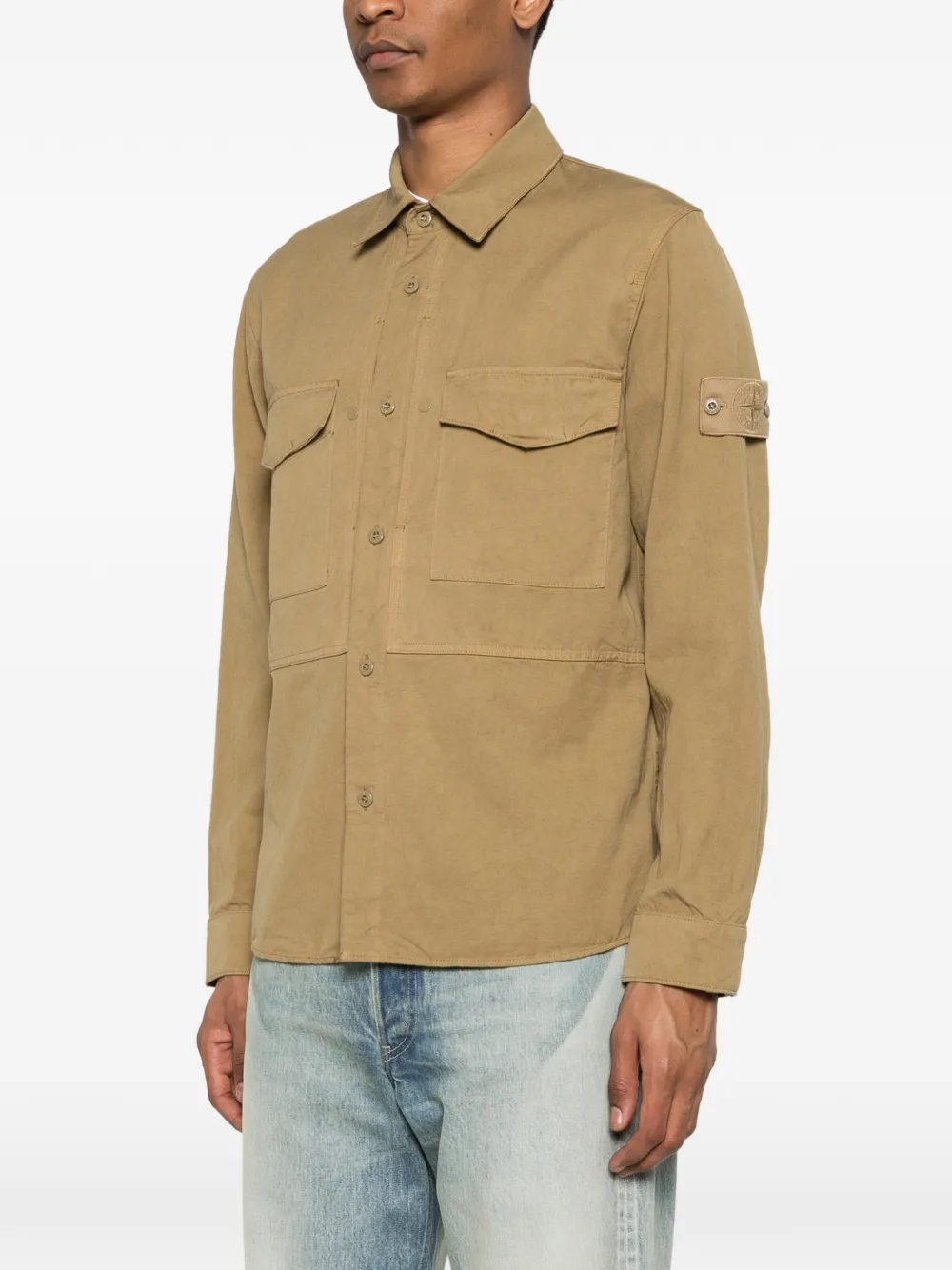 Stone Island Shirtjack met print Beige