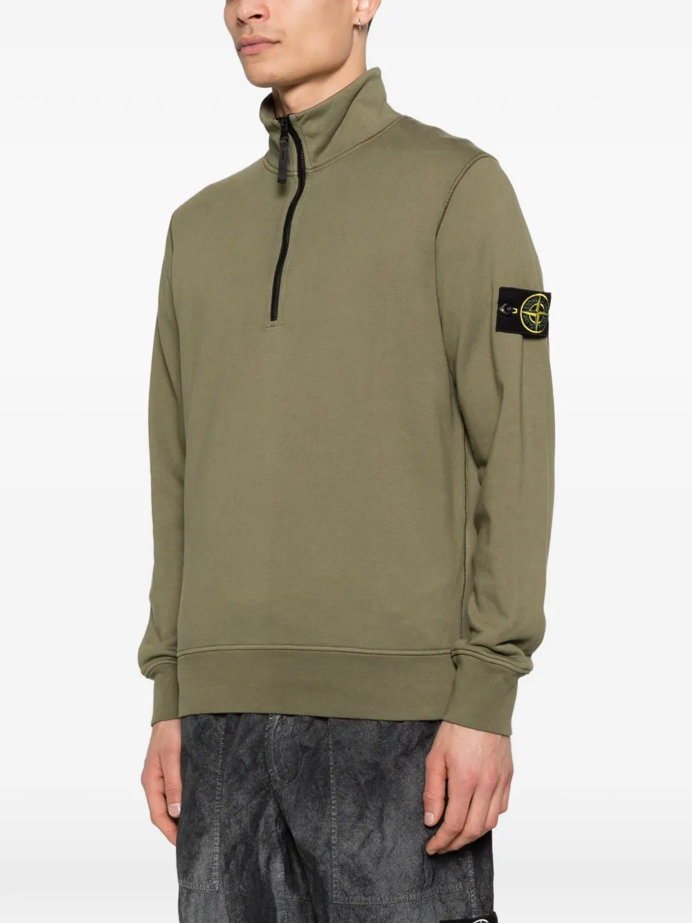 Stone Island Sweater met halve rits Groen