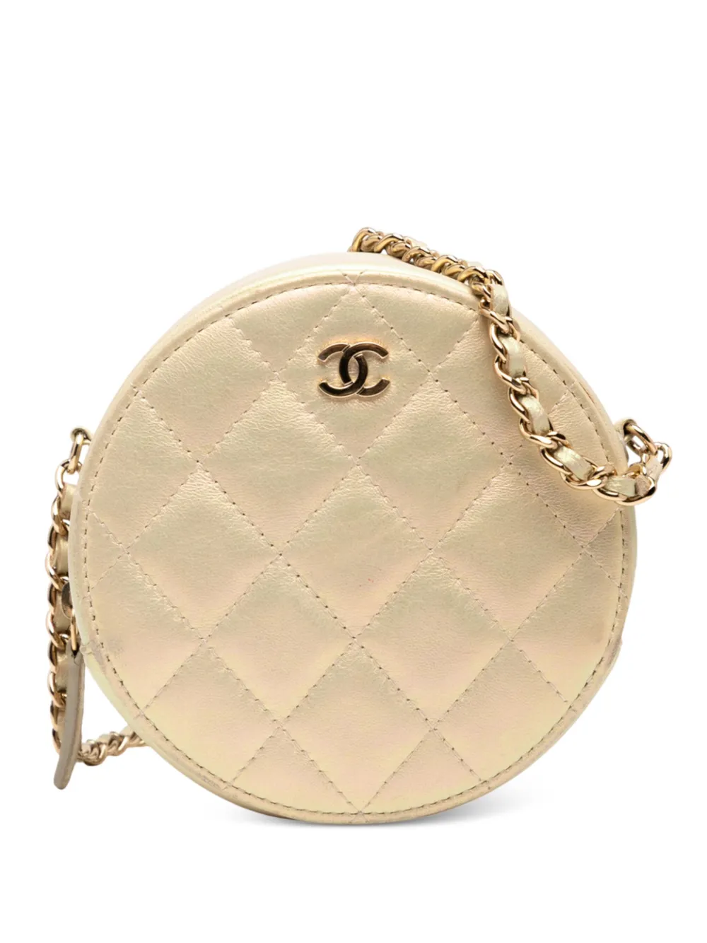 CHANEL Pre-Owned 2020 Quilted Iridescent Lambskin Round Clutch With CHANEL Pre-Owned 2020 Quilted Iridescent Lambskin Round Clutch With