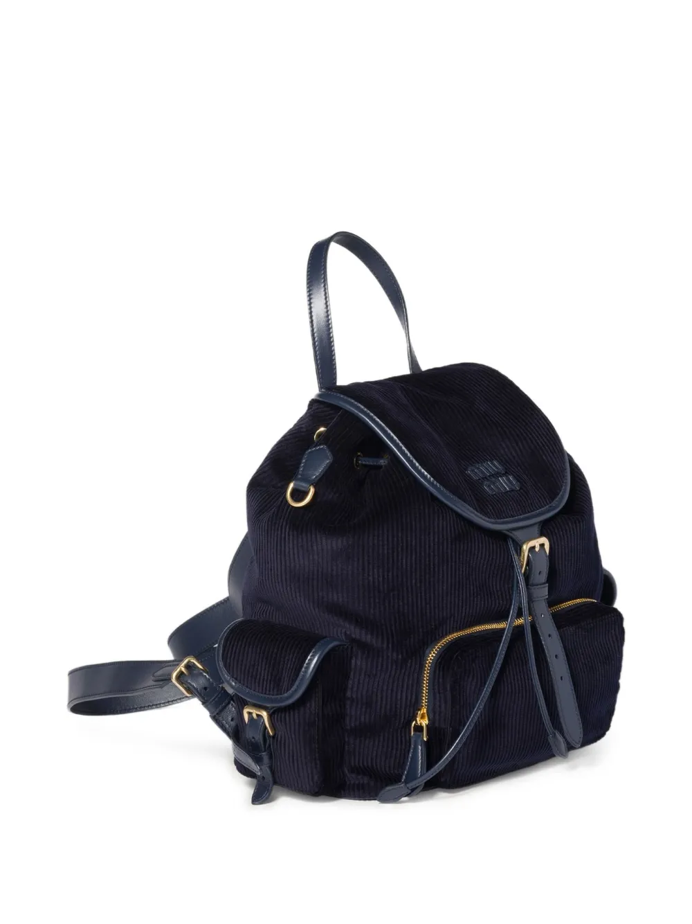 Miu Miu Large Corduroy Backpack In Blue