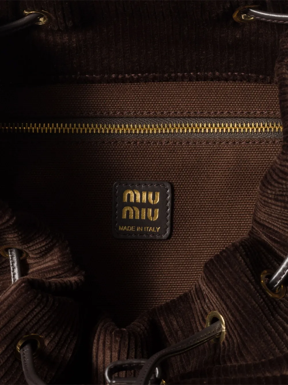 Miu Miu Large Corduroy Backpack In Brown