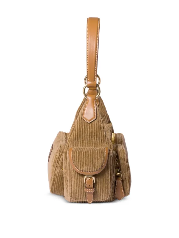 Miu Miu Corduroy Pocket Shoulder Bag | Brown | FARFETCH
