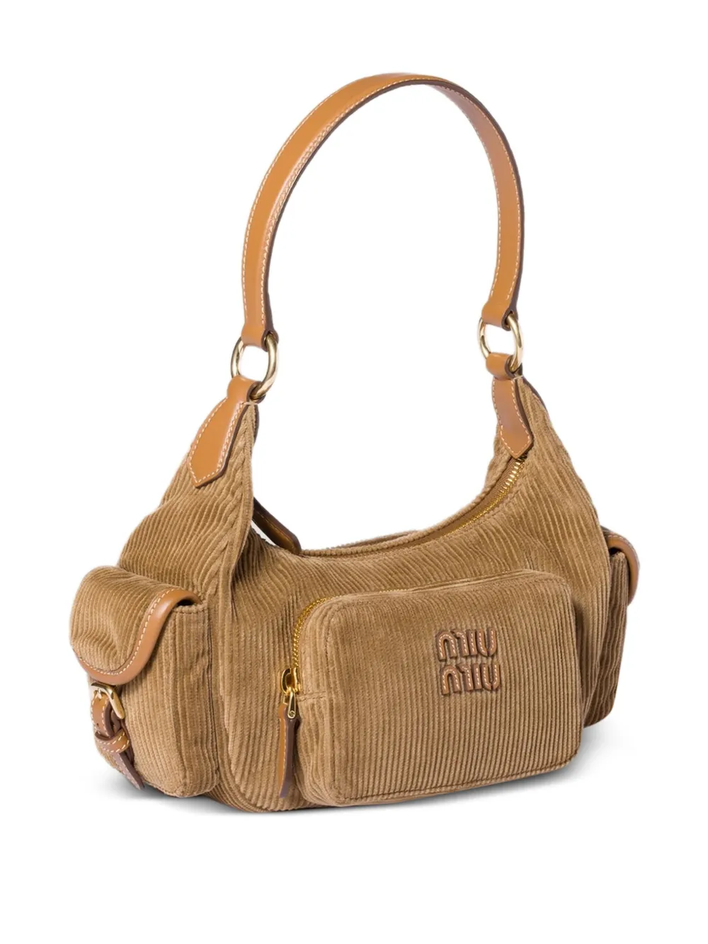 Miu Miu Corduroy Shoulder Bag In Brown
