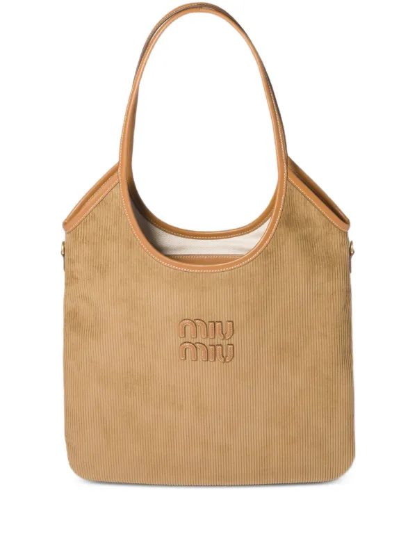 MIU MIU コーデュロイトートバッグ　シナモンカラー　ノベルティ Miu Miu Ivy コーデュロイ バッグ | ニュートラル | FARFETCH JP