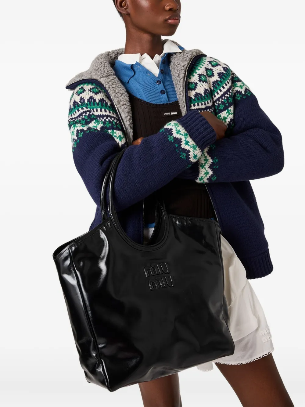 Miu Miu IVY leather tote bag - Zwart