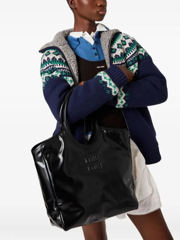 Miu Miu IVY Leather Tote Bag | Black | FARFETCH