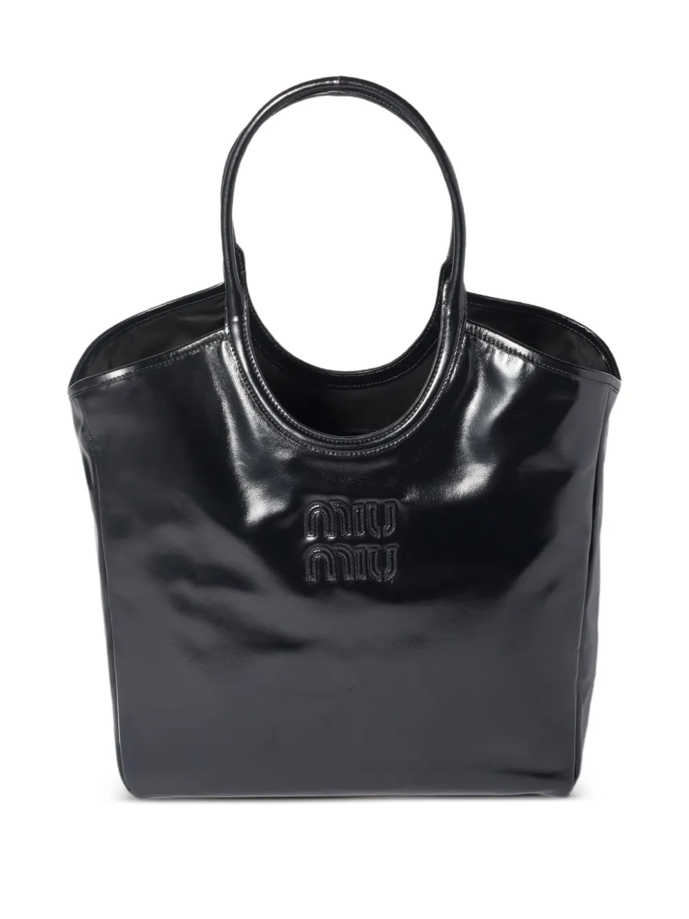 Miu Ivy leren shopper Zwart