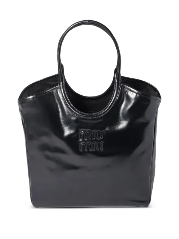 Miu Miu IVY Leather Tote Bag | Black | FARFETCH