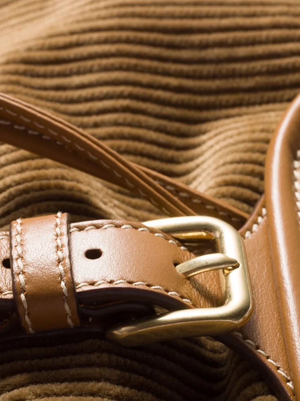 Miu Miu Large Corduroy Cotton Backpack In Brown