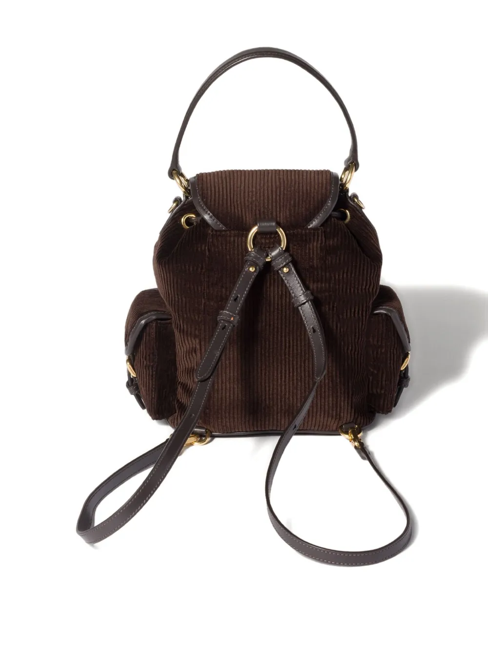 Miu Miu Medium Corduroy Cotton Backpack In Brown