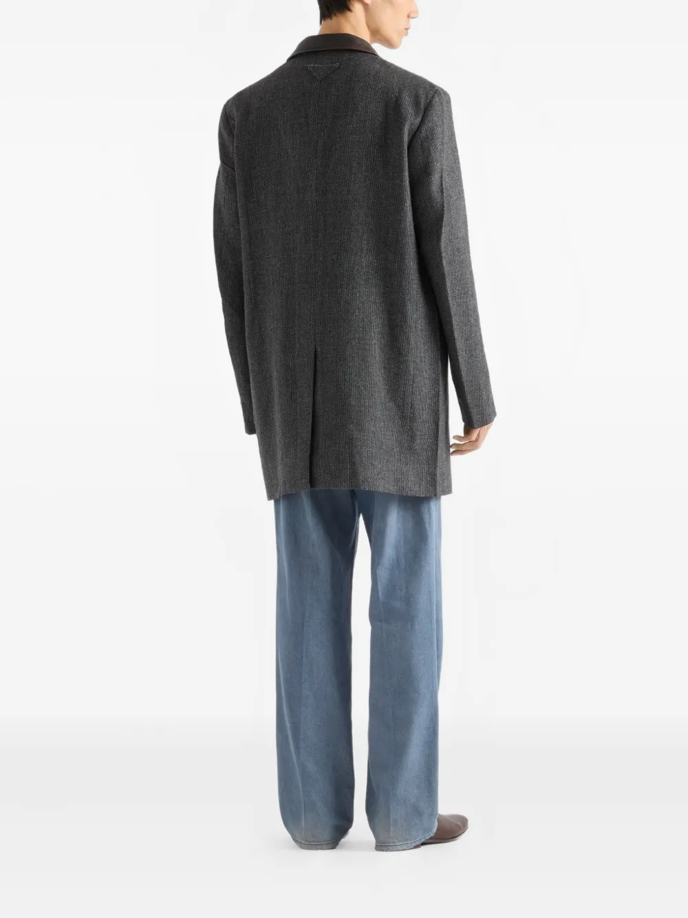  Prada Notched-lapel Single-breasted Coat - Grey 