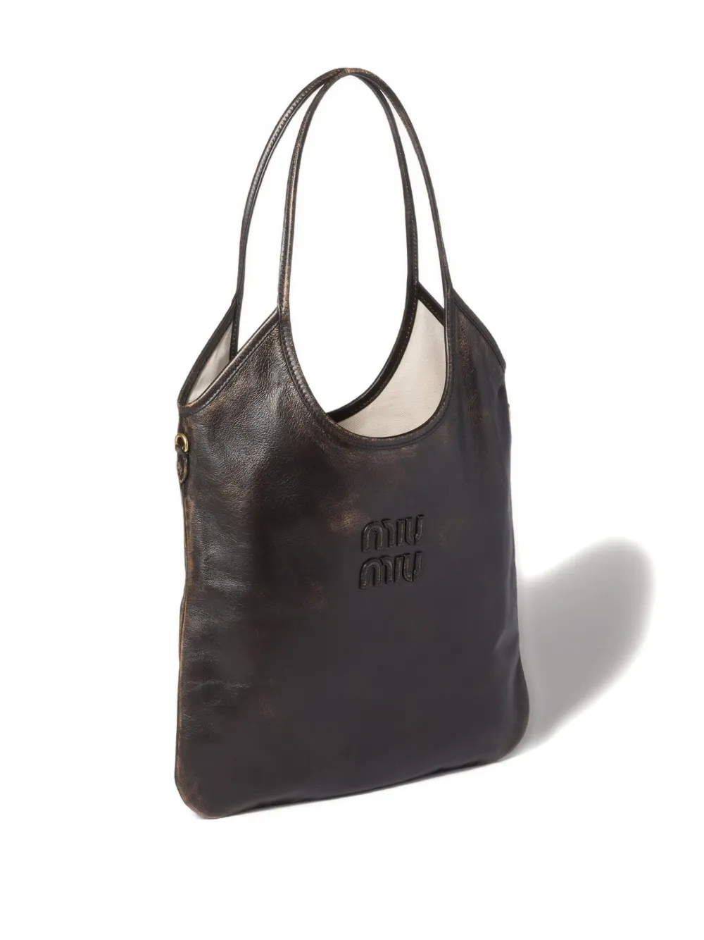 Miu Miu Ivy Leather Tote Bag In Black