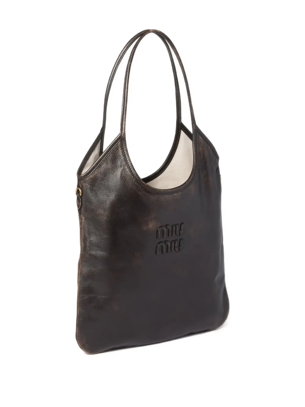 Miu Ivy leren shopper Bruin