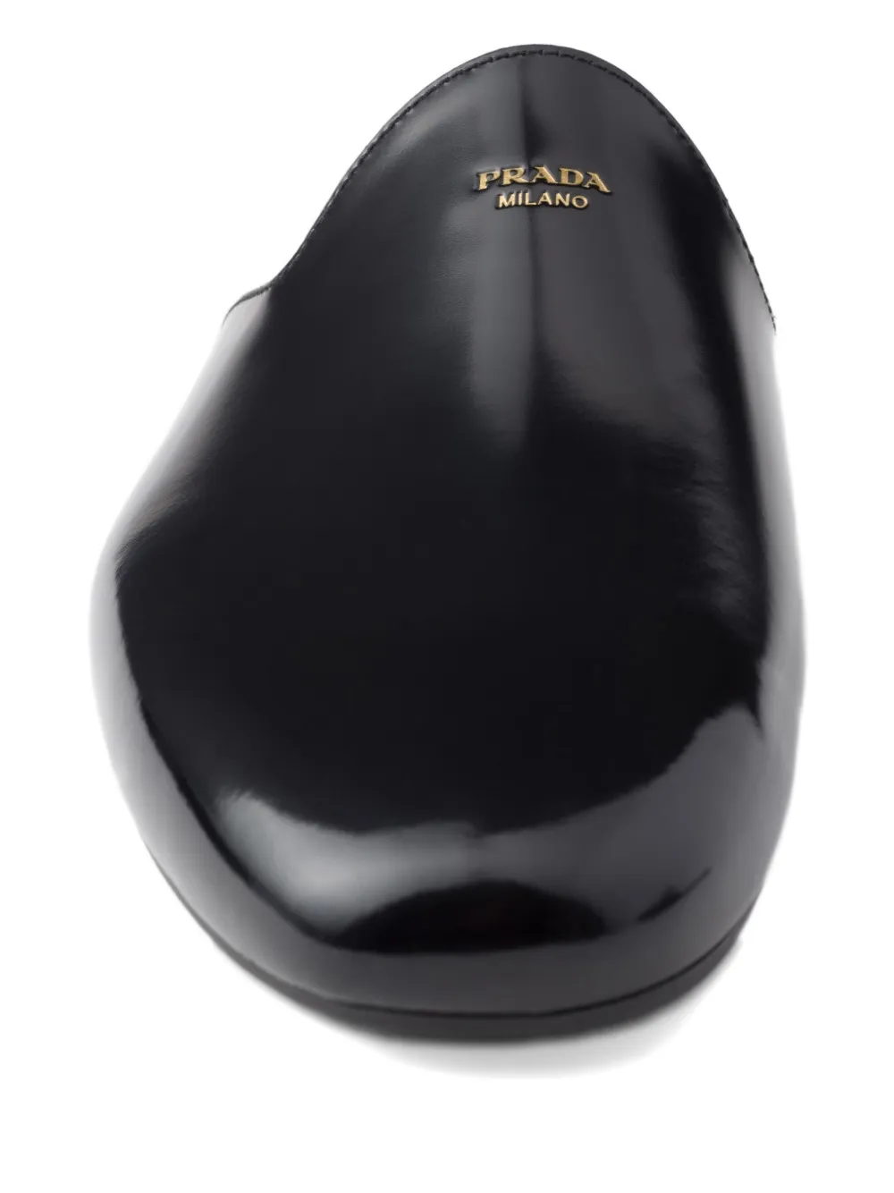 Prada Leren muiltjes met logoprint Zwart