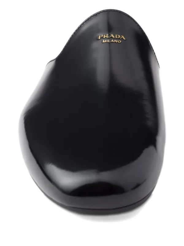 Prada logo-printed Leather Mules | Black | FARFETCH