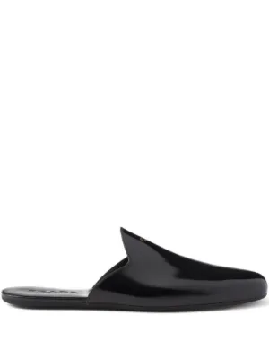 Prada Shuffle Perforated Fringed Leather Mules | Brown | FARFETCH