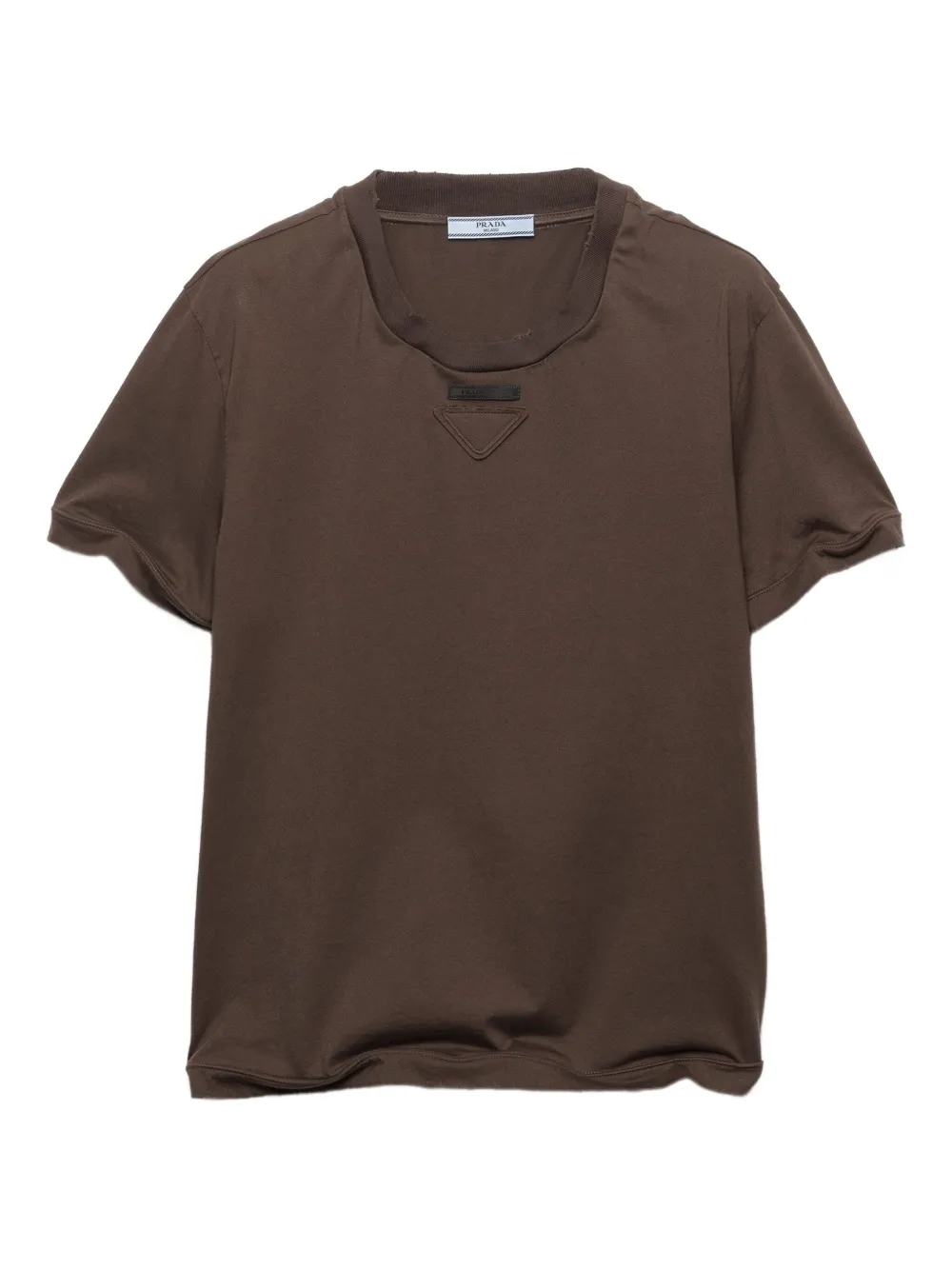 Prada T-shirt girocollo con logo - Marrone