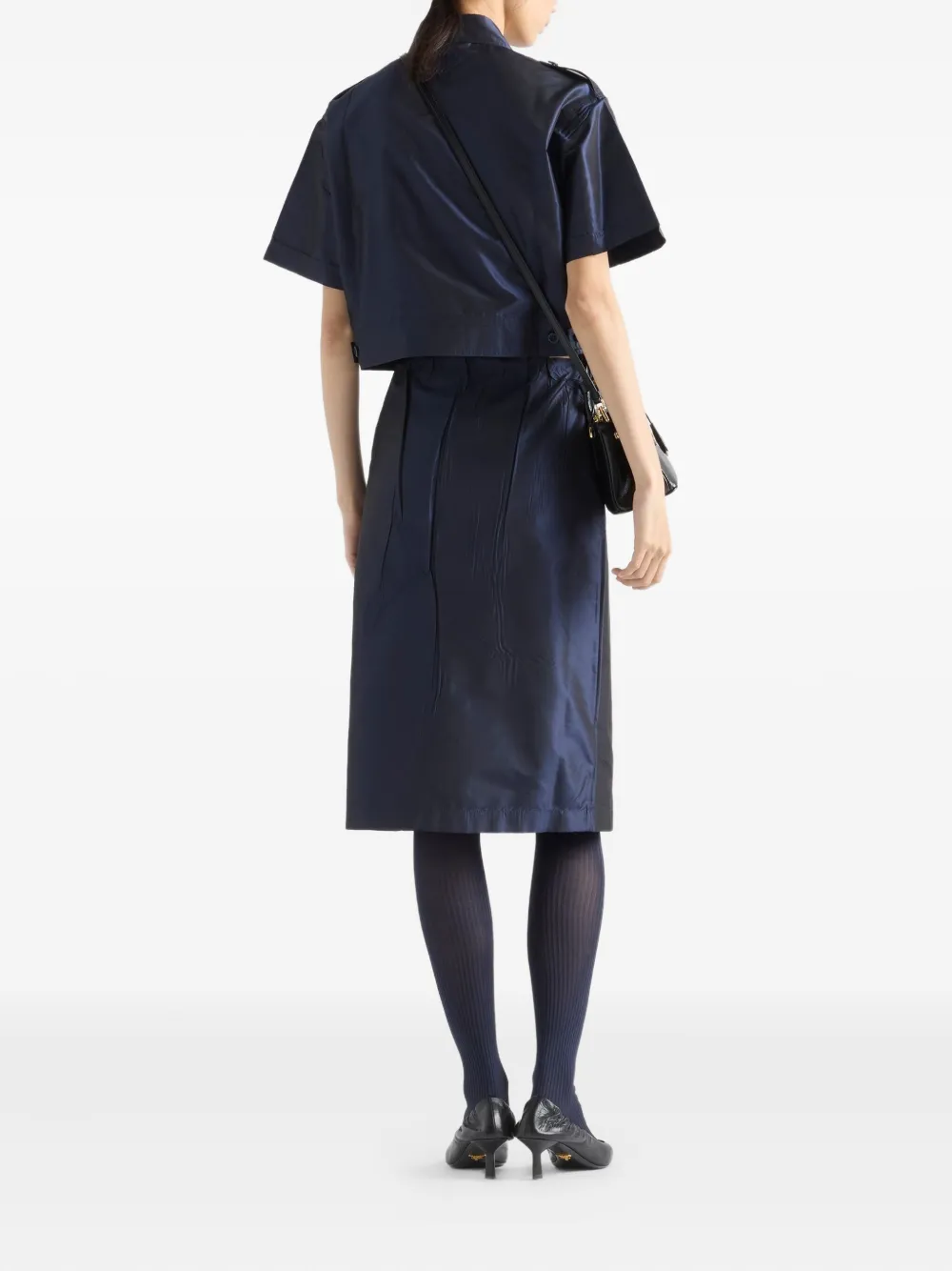 Prada Drawstring Midi Pencil Skirt In Blue