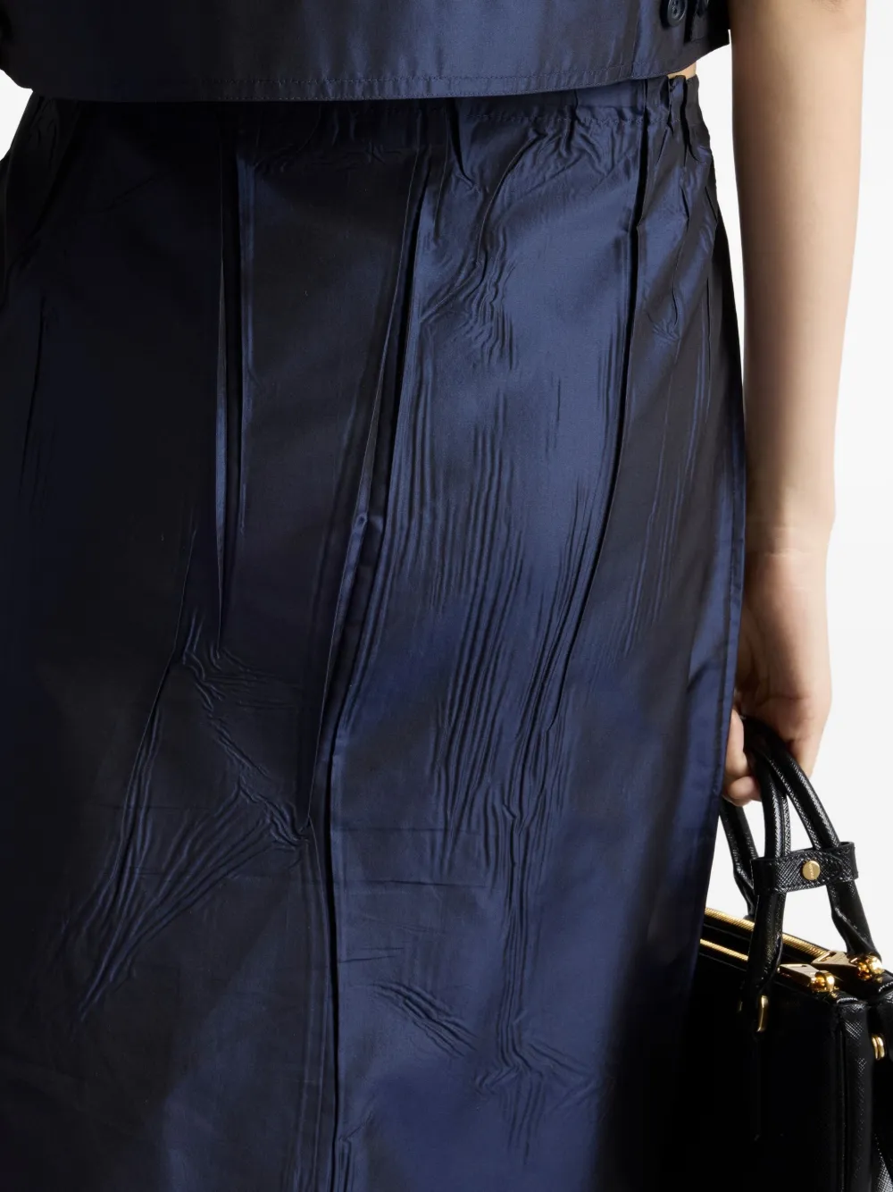 Prada Drawstring Midi Pencil Skirt In Blue