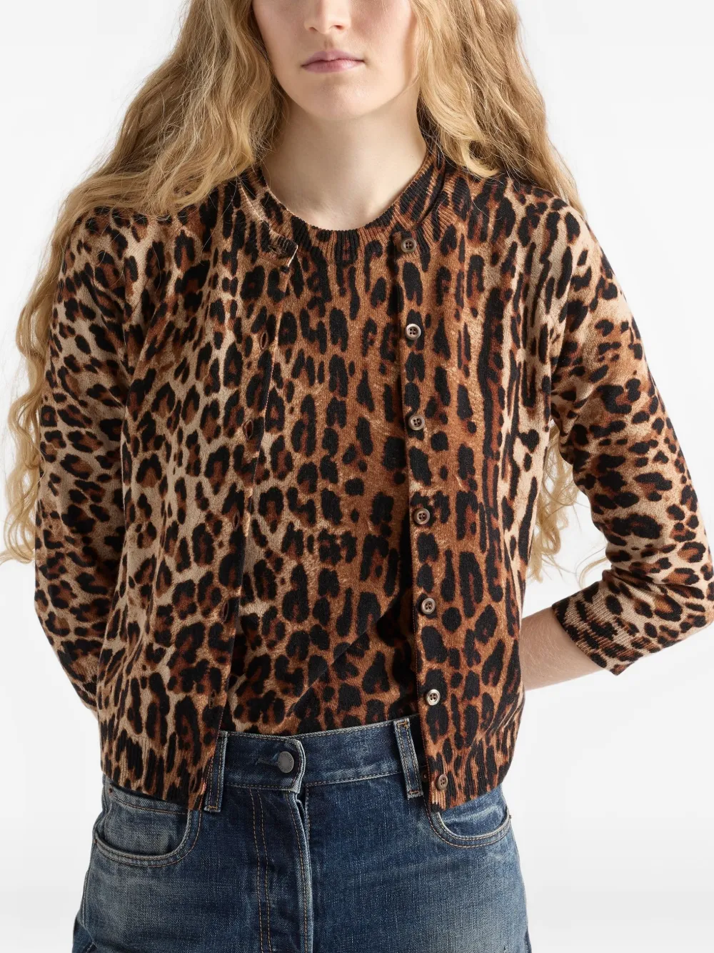 Prada Animal-print Button-up Cardigan In Animal Print