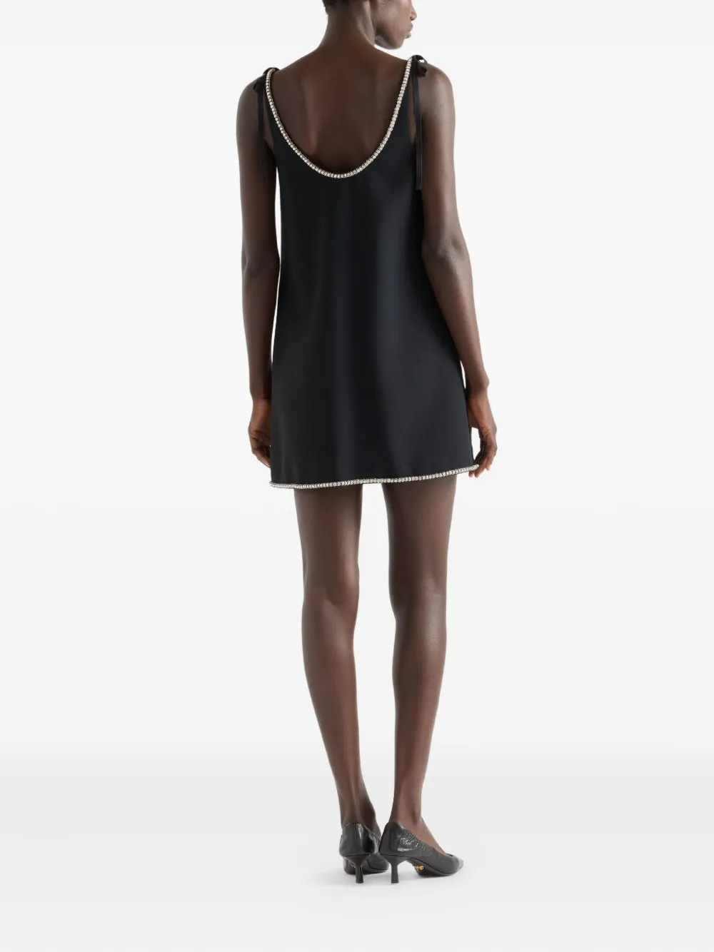  Prada Beaded Tie-strap Mini Dress - Black 