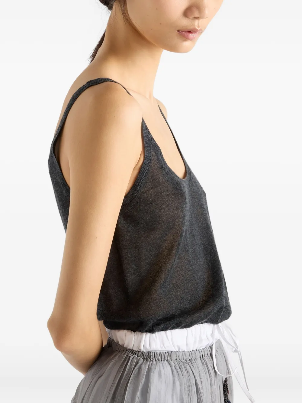 Prada Fine-knit Tank Top In Gray