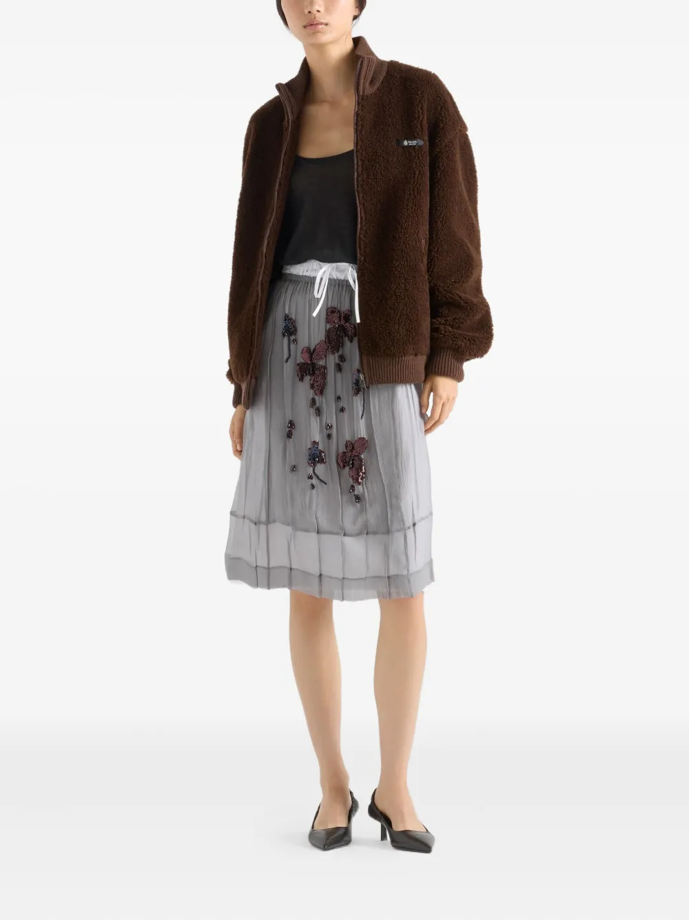 Prada Fine-knit Tank Top In Gray