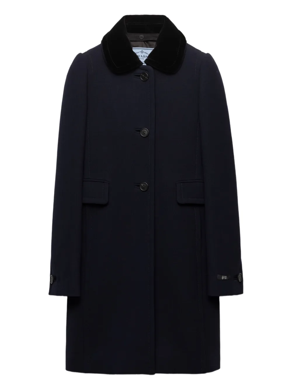 Prada detachable collar single-breasted coat | Blue | Image 1