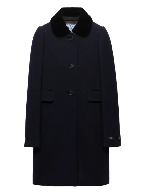 プラダ21awダブルコート Prada デタッチャブルカラーダブルコート | ブルー | FARFETCH JP