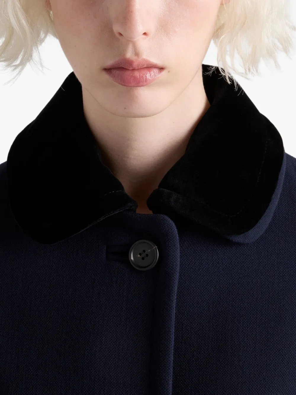 Prada Detachable Collar Single-breasted Coat In Black
