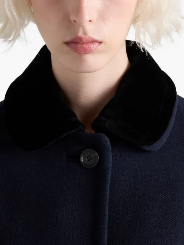 Prada デタッチャブルカラーダブルコート | ブルー | FARFETCH JP