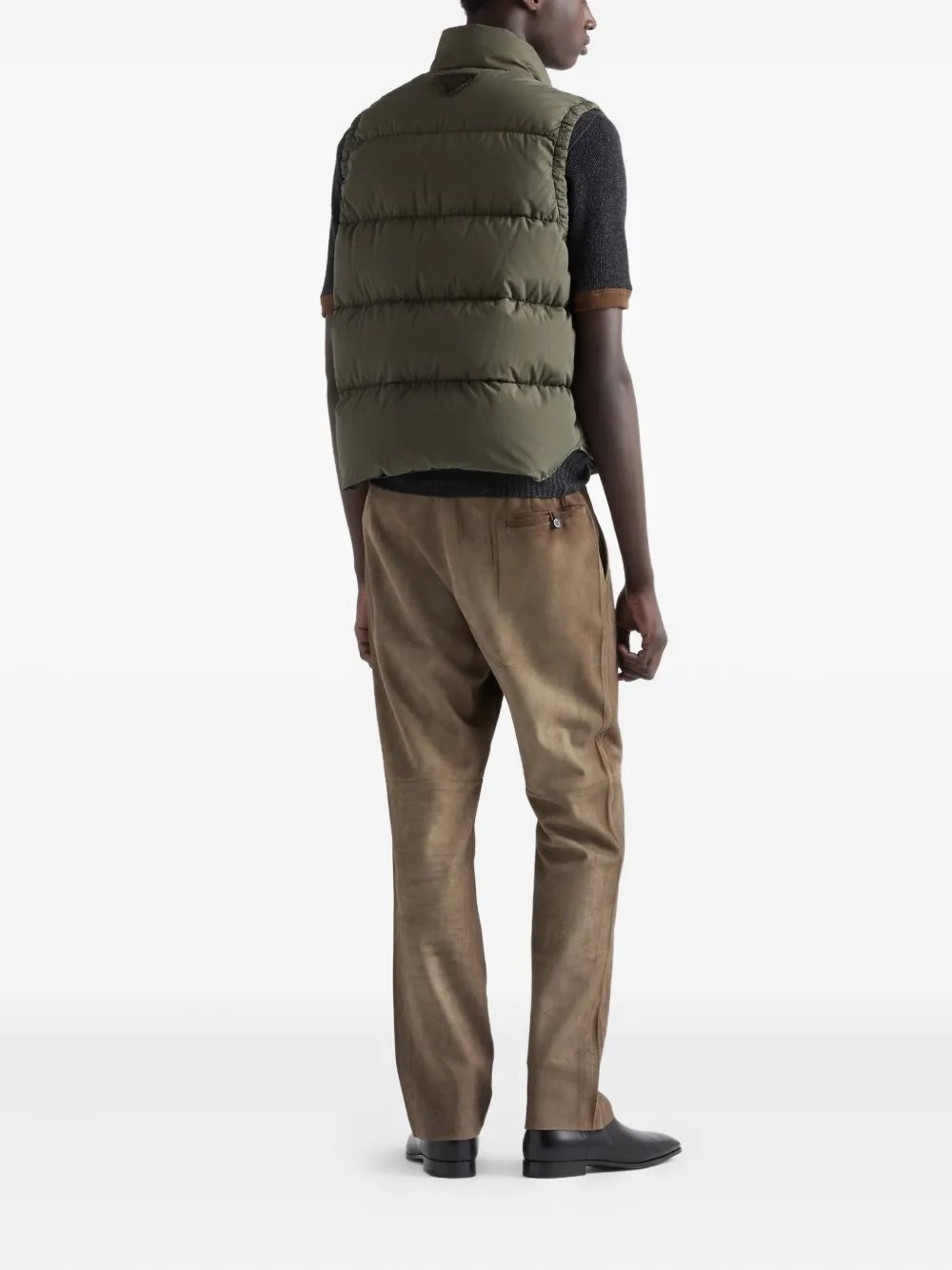  Prada Stand-up Collar Patch-pockets Gilet - Green 