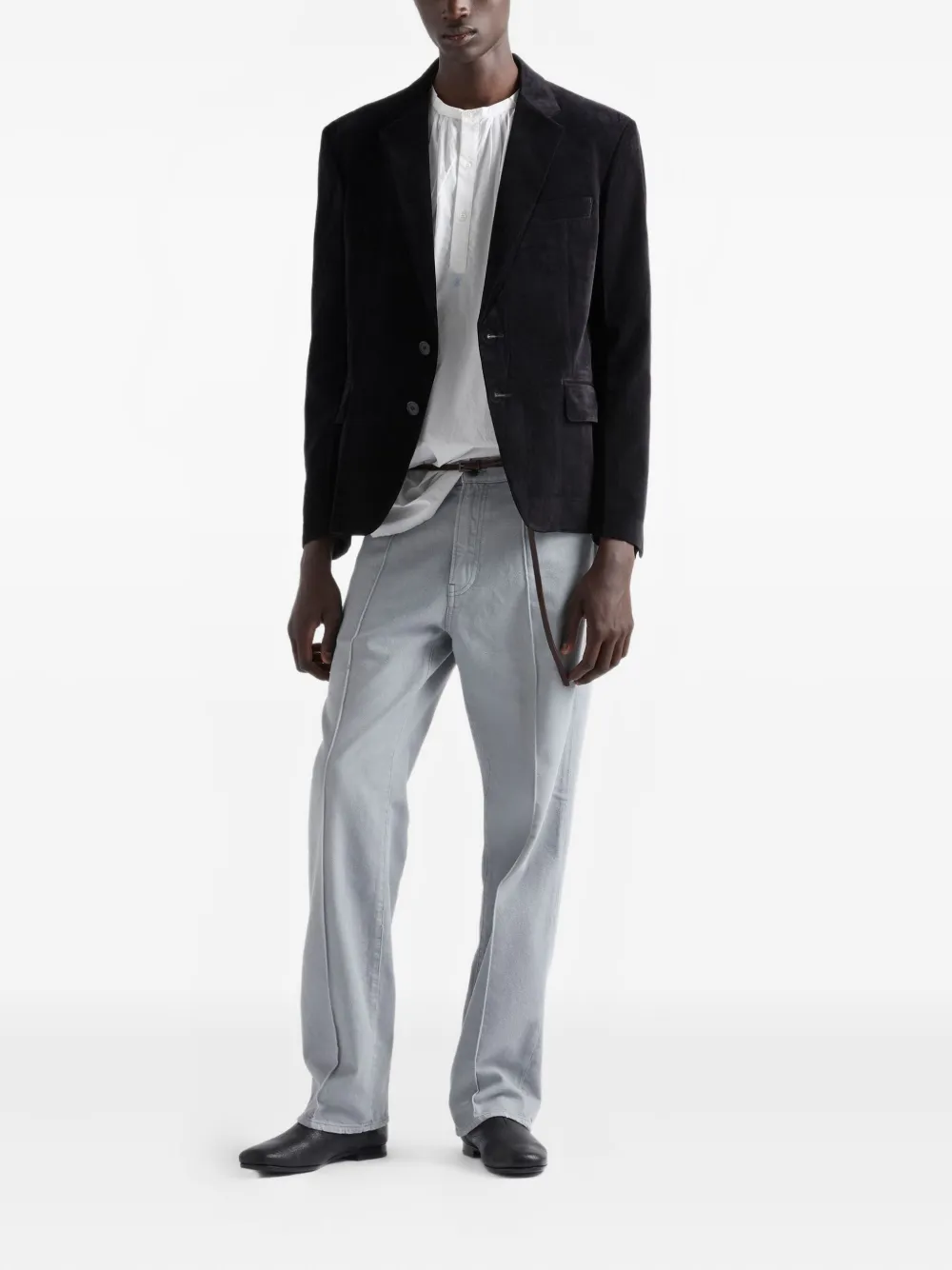 Prada band-collar raw-cut shirt - Wit