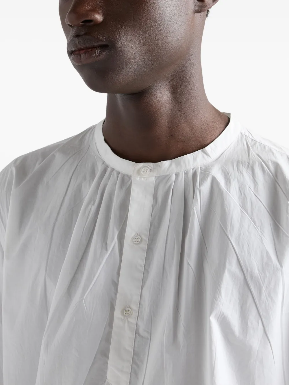 Prada Band-collar Raw-cut Shirt In Animal Print