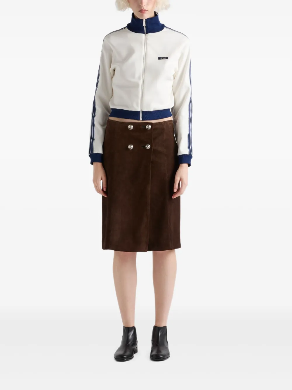 Prada leather-elbow patches striped sweatshirt | Sweaters | Image 2