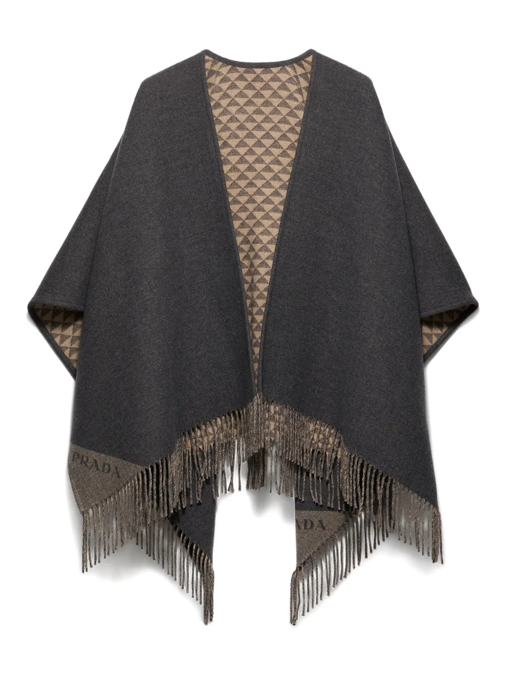 Prada reversible fringed poncho | Grey | Image 1