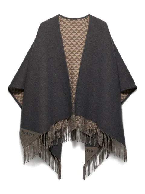Prada reversible fringed poncho