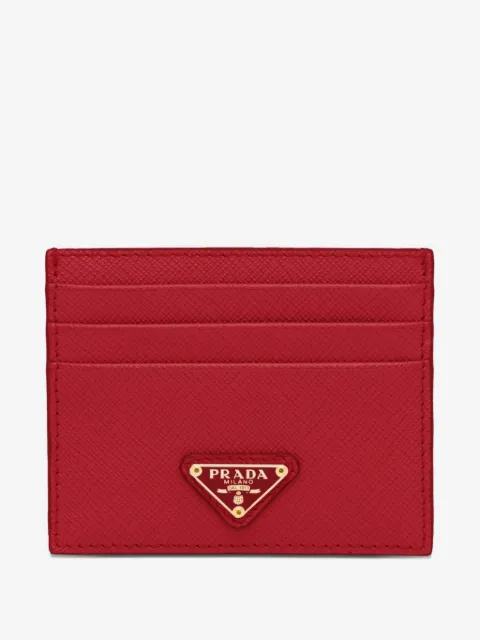 Prada triangle-logo saffiano leather card holder