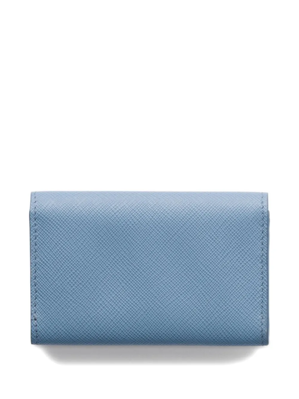 Prada Triangle-logo Leather Card Holder In Blue