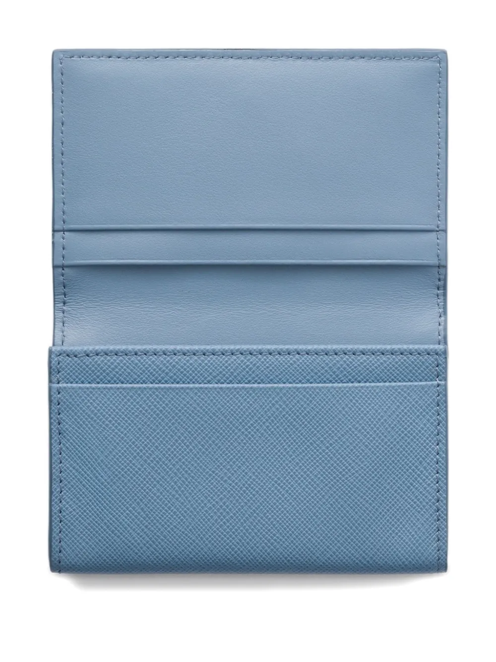Prada Triangle-logo Leather Card Holder In Blue