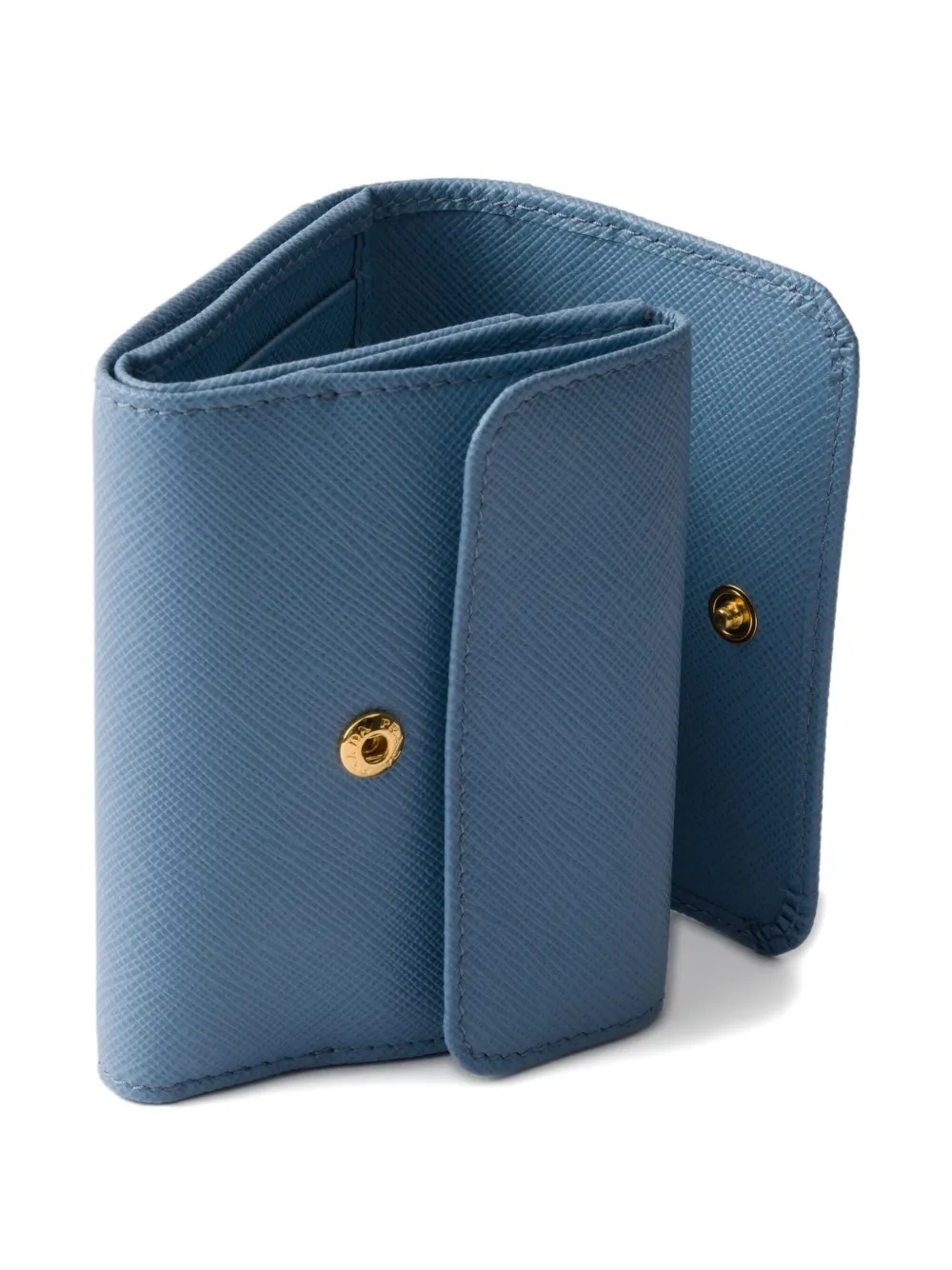 Prada Small Triangle-logo Leather Wallet In Blue