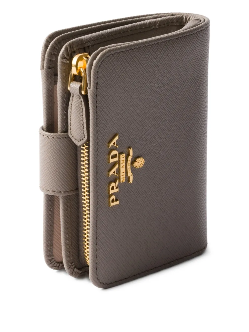 Prada Kleine saffiano leren portemonnee met rits Grijs